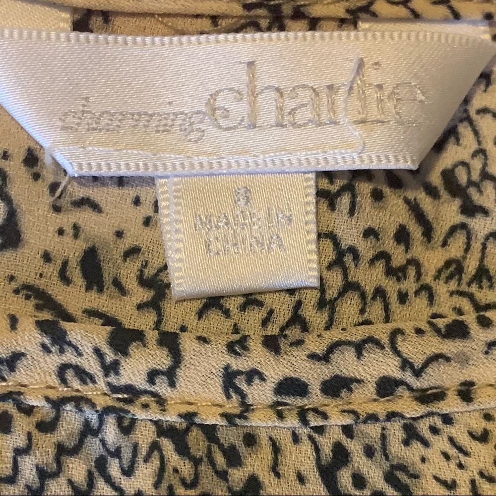 Charming Charlie Gray/Cream Keyhole Python Print Blouse - Picture 4 of 4